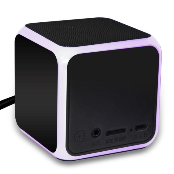 Arrière d'une enceinte lumineuse cube